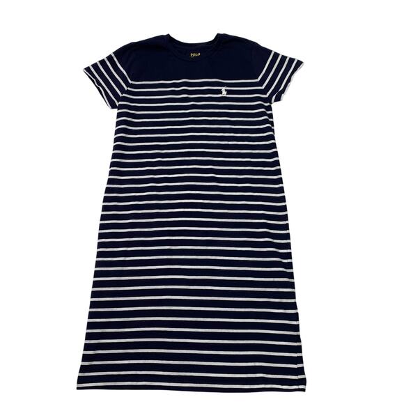 Polo Ralph Lauren Womens Small Blue White Striped Nautical Preppy TShirt Dress - Picture 1 of 7